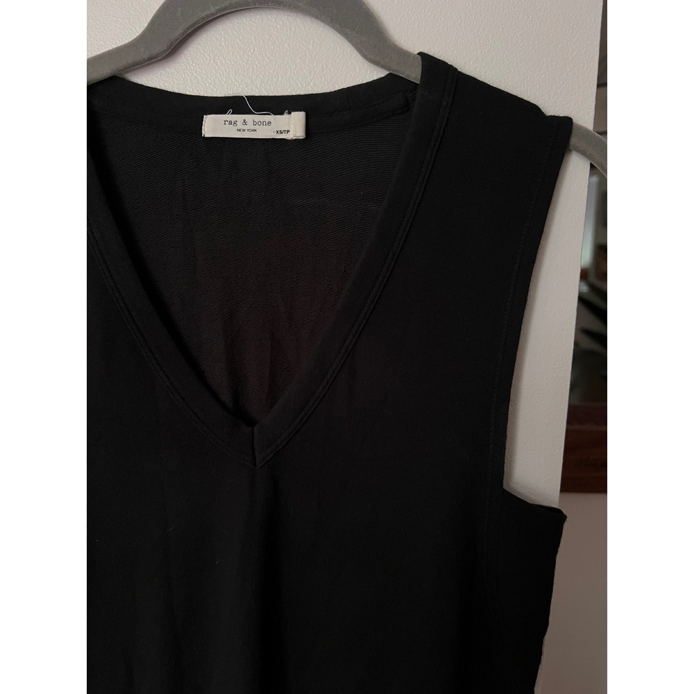 Rag & Bone Black Phoenix V-Neck Dress Sleeveless Midi Modal Cotton XS - Picture 7 of 7